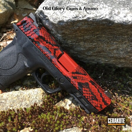 Powder Coating: Conceal Carry,Crimson H-221,Smith & Wesson,Hydrographics,Slides,.380 ACP,Pistol,Snakeskin Camo,Snake Skin,Carry Gun,380EZ
