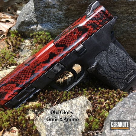 Powder Coating: Conceal Carry,Smith & Wesson,Hydrographics,Crimson H-221,Slides,.380 ACP,Pistol,Snakeskin Camo,Snake Skin,Carry Gun,380EZ