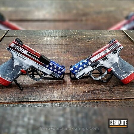 Powder Coating: Matching Set,Smith & Wesson M&P,Smith & Wesson,Graphite Black H-146,NRA Blue H-171,Pistol,Stormtrooper White H-297,USMC Red H-167,American Flag