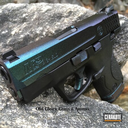 Powder Coating: Conceal Carry,Graphite Black H-146,Smith & Wesson,GunCandy,Pistol,M&P Shield 9mm,Color Shift,Carry Gun