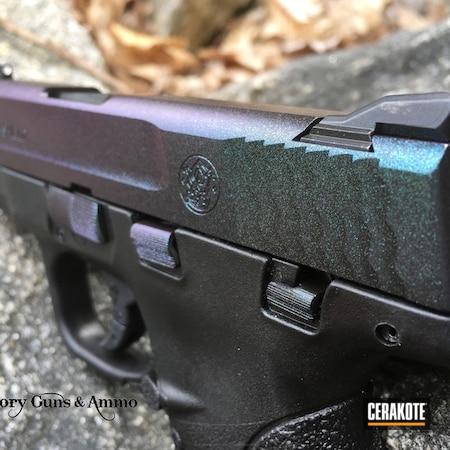 Powder Coating: Conceal Carry,Graphite Black H-146,Smith & Wesson,GunCandy,Pistol,M&P Shield 9mm,Color Shift,Carry Gun