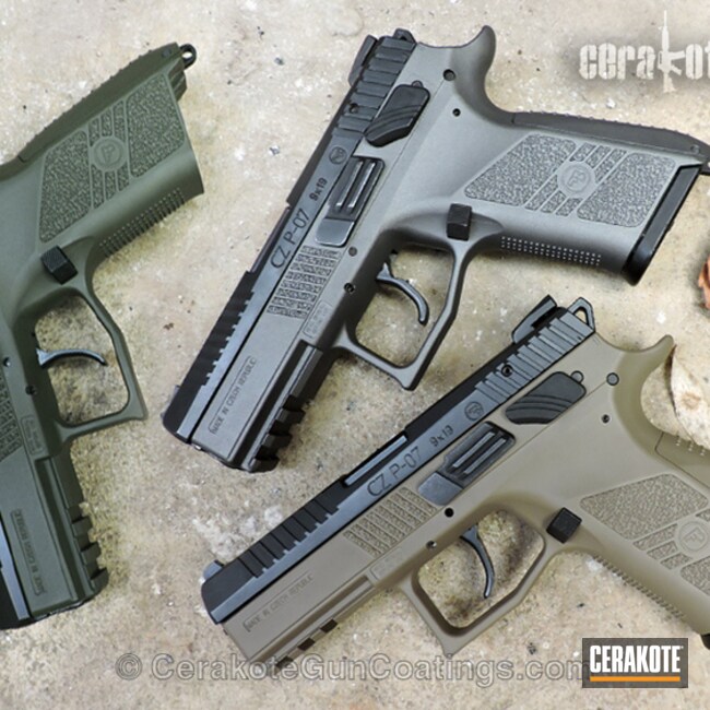 Cerakoted 3 P07 Handguns In Different Cerakote Colors