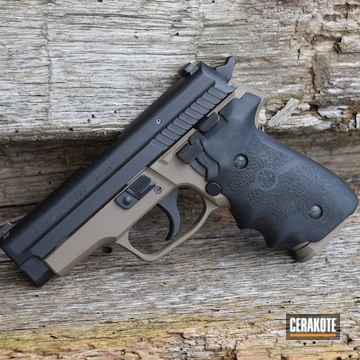 Cerakoted Two Toned Sig Sauer Handgun Done In Graphite Black And Magpul Flat Dark Earth
