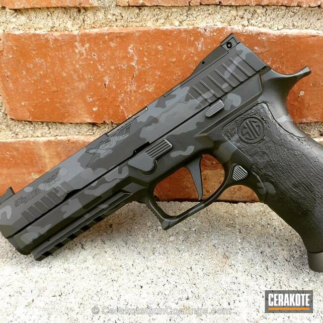 Cerakoted Sig Sauer X5 Handgun In A Two Toned Multicam Finish