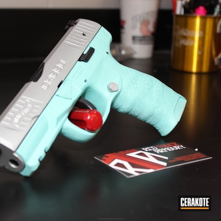 Powder Coating: Satin Aluminum H-151,Two Tone,Walther Creed,Pistol,Walther,Robin's Egg Blue H-175