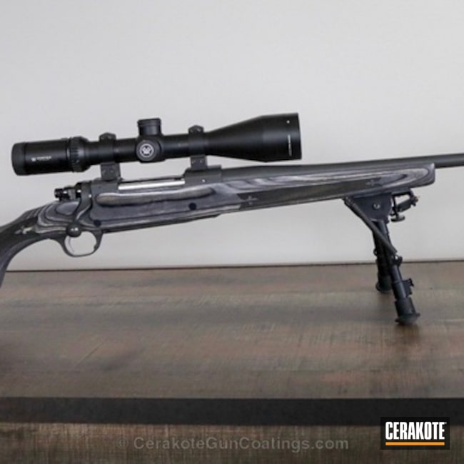 Cerakoted Ruger M77 Bolt Action Rifle Done In E-120 Smoke