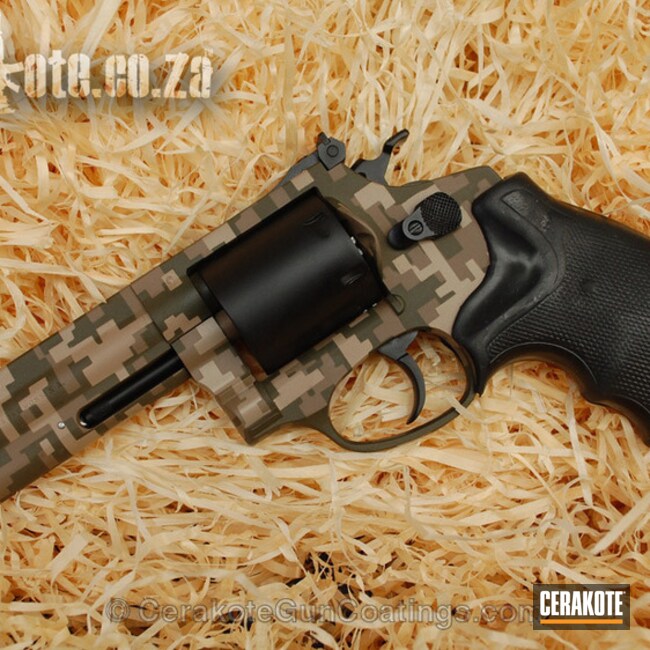 Cerakoted Revolver In A Digital Camo Finish
