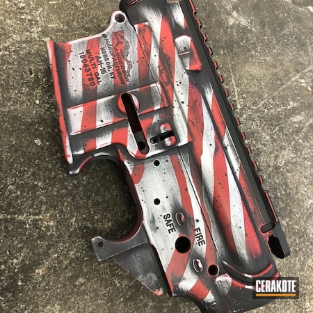 Powder Coating: Bright White H-140,Anderson,Anderson Mfg.,USMC Red H-167,American Flag,AR-15,Distressed American Flag