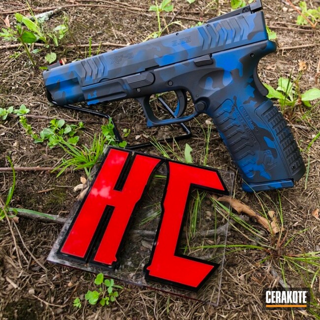 Cerakoted Blue / Black Multicam Springfield Xdm Handgun