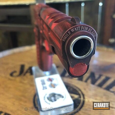 Powder Coating: Laser Engrave,Graphite Black H-146,1911,Pistol,Lasercut,American Tactical,FIREHOUSE RED H-216,laser ported