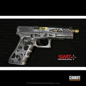 Cerakoted Laser Engraved Battleworn Glock 17 Handgun