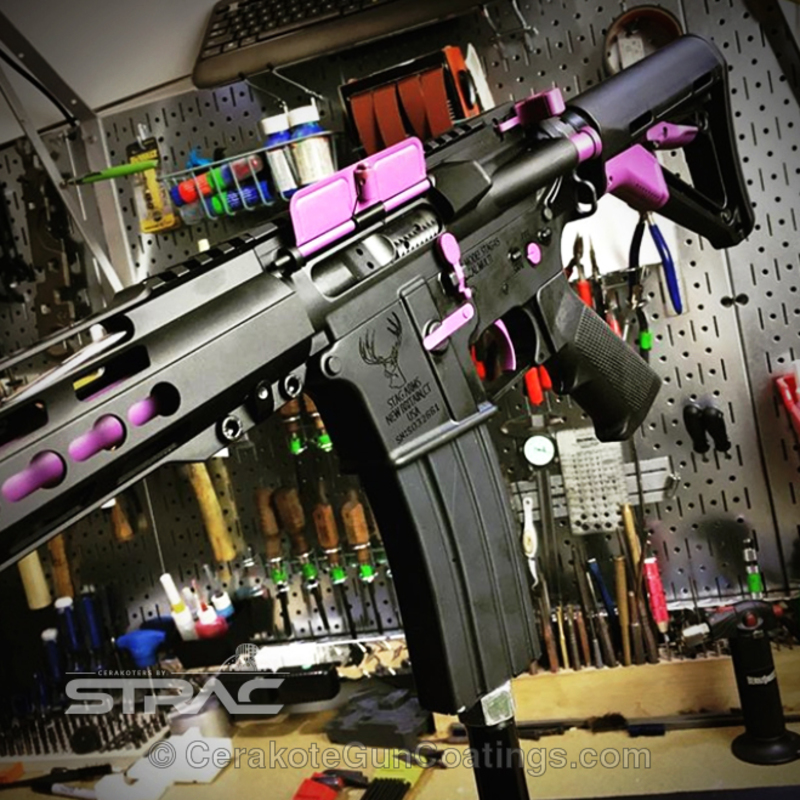 Two Toned Black and Purple Tactical Rifle by JONATHAN WEISMAN | Cerakote