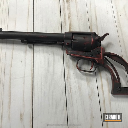 Powder Coating: Hunter Orange H-128,Graphite Black H-146,Distressed,Pistol,.22,Revolver,Heritage Mfg,Battleworn