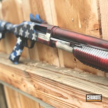 Cerakoted Tactical Mossberg Shotgun In A Cerakote American Flag Finish