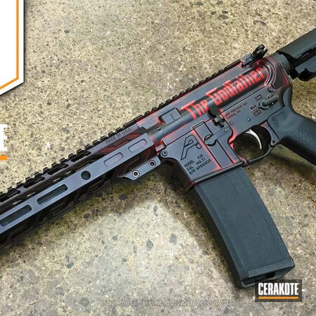 Powder Coating: The Godfather,Aero Precision,Movie Theme,Armor Black H-190,Tactical Rifle,FIREHOUSE RED H-216