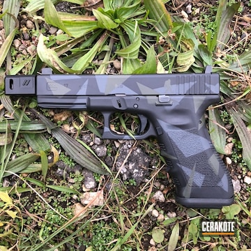 Cerakoted Glock 17 Handgun In A Splinter Camo Finish
