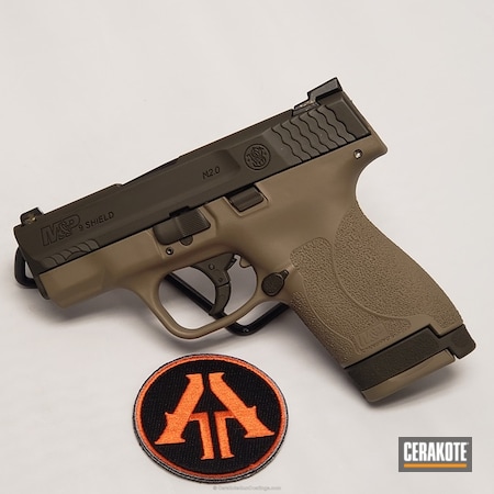 Powder Coating: 9mm,Smith & Wesson,Two Tone,M&P Shield,Pistol,MAGPUL® O.D. GREEN H-232,MAGPUL® FLAT DARK EARTH H-267