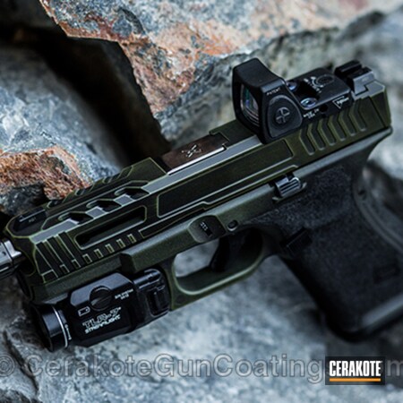 Powder Coating: Glock,Pistol,Noveske Bazooka Green H-189,Gen II Graphite Black HIR-146