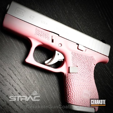 Cerakoted H-141 Prison Pink Frame On This Stippled Glock 42 Handgun