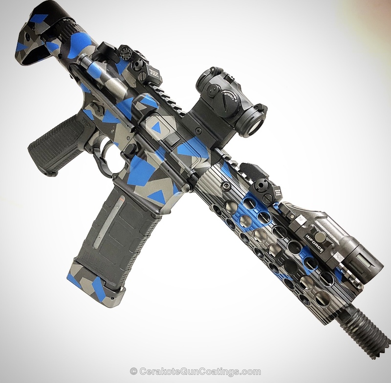 Custom Rifle coated in an Urban Splinter Camo by Thomas Riviere | Cerakote