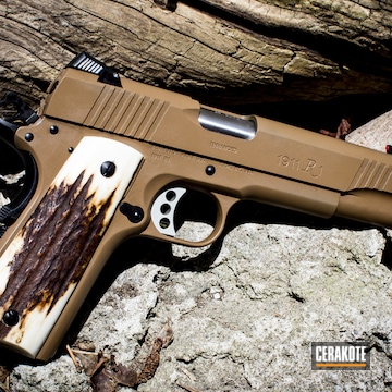 Cerakoted Remington R1 1911 Handgun Finished In H-268 Troy Coyote Tan