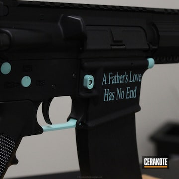 Cerakoted Two Toned Rifle In Graphite Black And Robin's Egg Blue