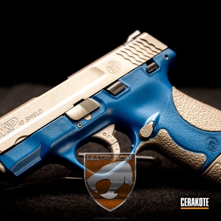 Powder Coating: Smith & Wesson,Pistol,Blue and Grey,Sky Blue H-169,Bull Shark Grey H-214