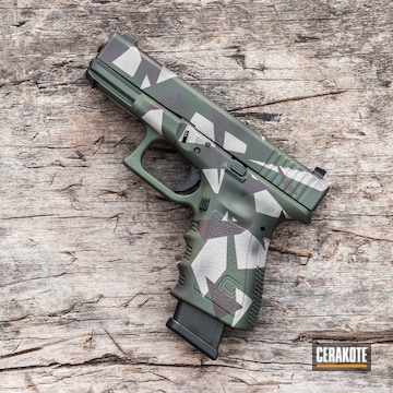 Cerakoted Glock 25 Handgun In A Cerakote Splinter Camo Finish