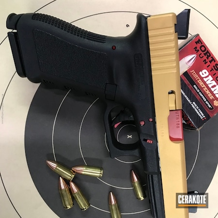 Powder Coating: Glock,Bi-Tone,Pistol,Gold H-122,FIREHOUSE RED H-216,Glock 17