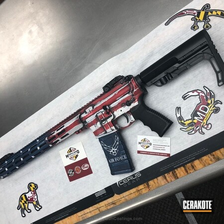 Powder Coating: KEL-TEC® NAVY BLUE H-127,Bright White H-140,Graphite Black H-146,Distressed,Tactical Rifle,American Flag,FIREHOUSE RED H-216,AR-15,Rifle,Distressed American Flag