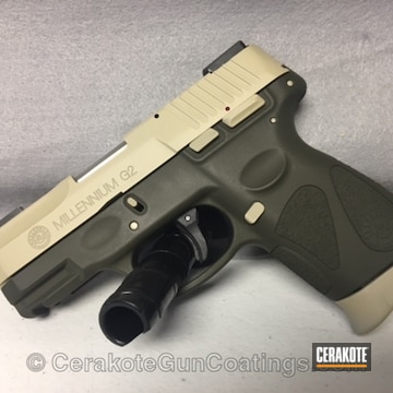 Cerakoted Taurus 9mm In Federal Standard Brown And O.d. Green