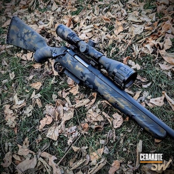 Cerakoted Bolt Action Rifle In A Gold Multicam Finish