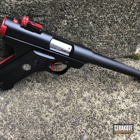 Powder Coating: Graphite Black H-146,Two Tone,Pistol,Ruger Mark II Target,FIREHOUSE RED H-216,Ruger