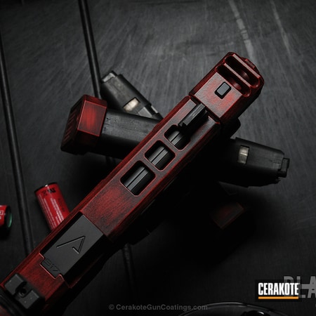 Powder Coating: Graphite Black H-146,Glock,Distressed,Pistol,USMC Red H-167,Stippled