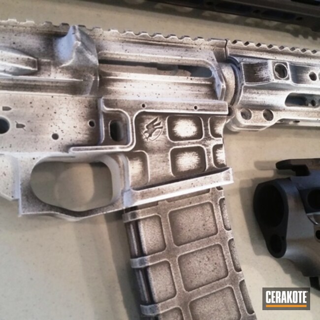 Tactical Rifle in a White Distressed Finish by WEB USER | Cerakote