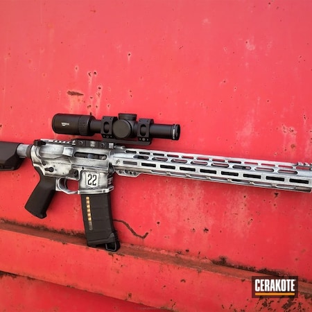 Powder Coating: Hidden White H-242,Graphite Black H-146,Distressed,Mission 22,Tactical Rifle,American Defense Manufacturing
