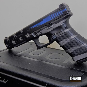 Cerakoted Thin Blue Line American Flag Finish On This Glock 34 Handgun