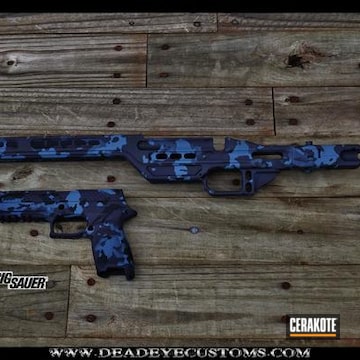 Cerakoted Matching Handgun And Rifle Stock In A Navy Multicam Finish