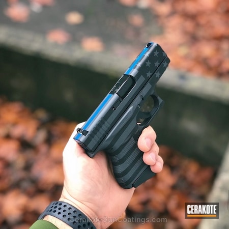 Powder Coating: Glock 43,Graphite Black H-146,Glock,Thin Blue Line,Handguns,Pistol,Sniper Grey H-234,American Flag,Stars and Stripes,Sky Blue H-169