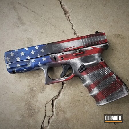 Powder Coating: Hidden White H-242,Glock,NRA Blue H-171,Pistol,Glock 19,American Flag,FIREHOUSE RED H-216,Distressed American Flag