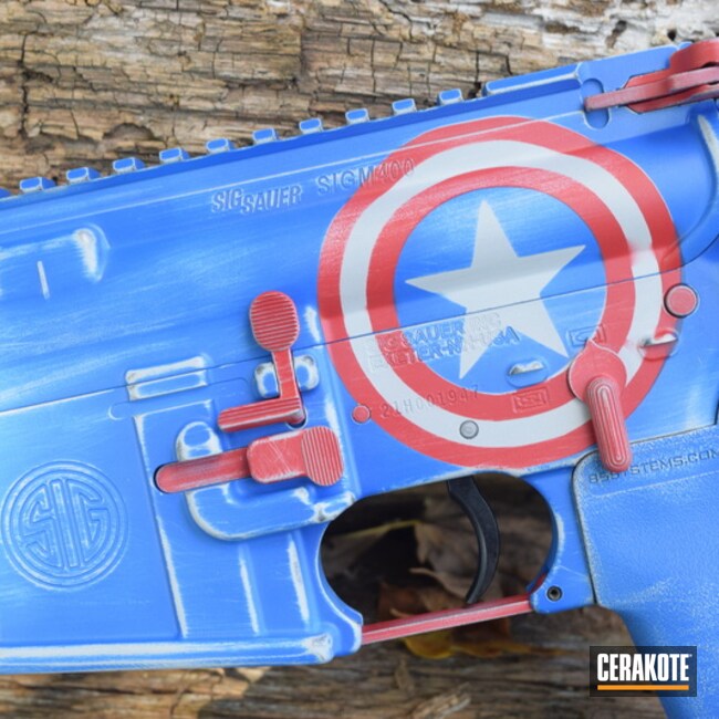 Cerakoted Matching Rifle And Cup Captain America Themed Cerakote Finish