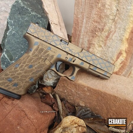 Powder Coating: Glock 20,Glock,10mm,Pistol,Dragon Scale Camo,Custom Design,Sniper Grey H-234,Burnt Bronze H-148,Stippled