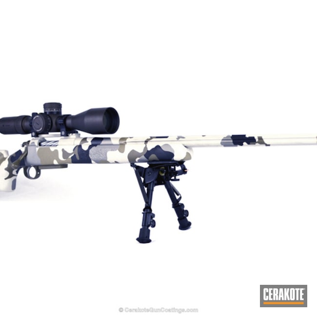 Cerakoted Bolt Action Rifle In A Snow Multicam Finish