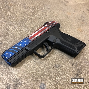 Cerakoted Ruger Security 9 Handgun In A Custom American Flag Finish