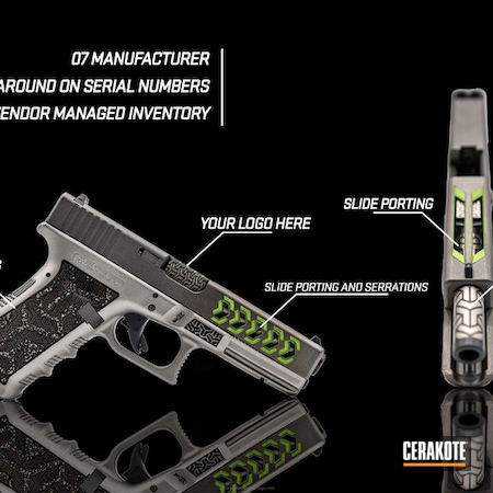 Powder Coating: Satin Aluminum H-151,Glock,Zombie Green H-168,Pistol,Tungsten H-237,Glock 17