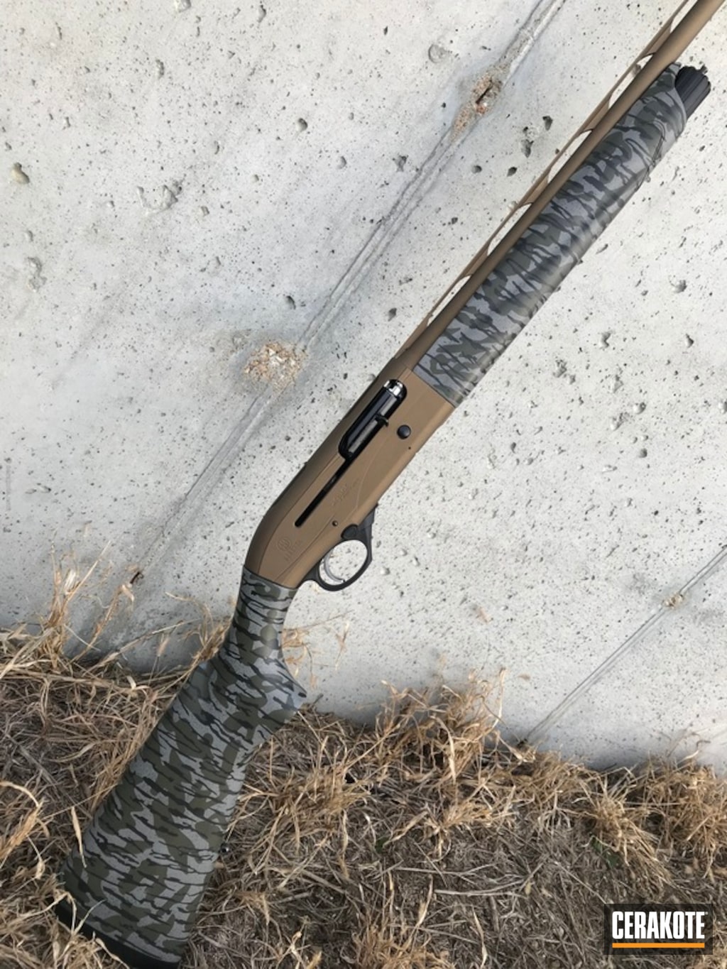 Shotgun Coated in a Mossy Oak Cerakote Finish by Web User Cerakote