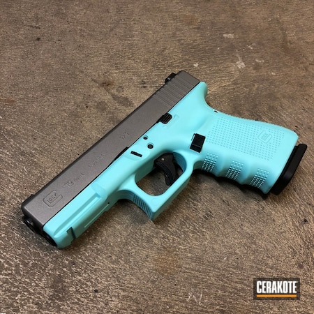 Powder Coating: Glock,Two Tone,Pistol,Glock 19,Gun Metal Grey H-219,Robin's Egg Blue H-175