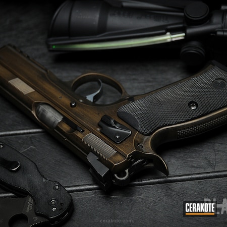 Powder Coating: Graphite Black H-146,Pistol,CZ,CZ SP01,Burnt Bronze H-148,CZ 75 SP-01