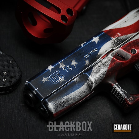 Powder Coating: Graphite Black H-146,Glock,NRA Blue H-171,Pistol,Stormtrooper White H-297,Glock 19,USMC Red H-167,American Flag