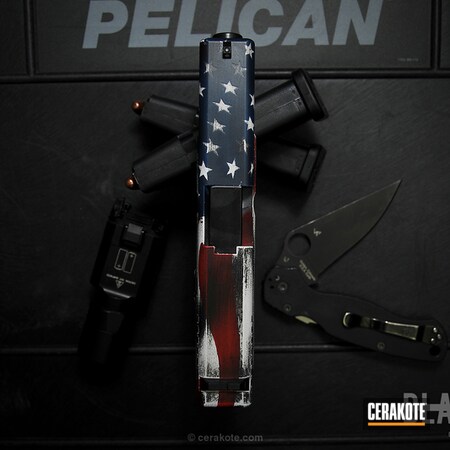 Powder Coating: Graphite Black H-146,Glock,NRA Blue H-171,Pistol,Stormtrooper White H-297,Glock 19,USMC Red H-167,American Flag